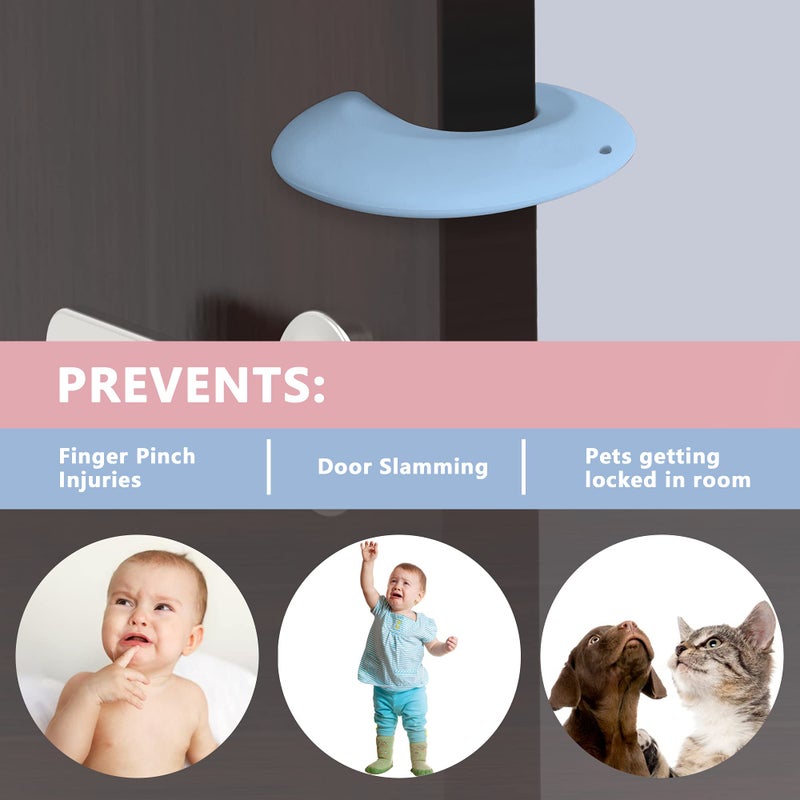 Neobay Door Pinch Guard and Door Slam Stopper, Durable Silicone Door Finger Pinch Guard, Prevents Finger Pinch Injuries, Slamming Doors, Door Safety for Kids, 4 Packs Blue Basic. - Image 2
